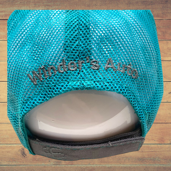 Winders Auto W Embroidered Trucker Hat Cap Snapback Aqua and Gray Mesh Back - Picture 6 of 8